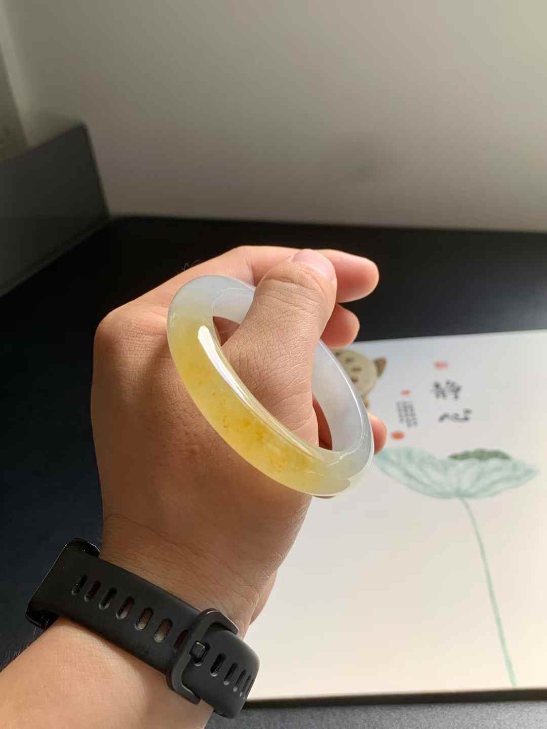 冰种黄翡正圈翡翠手镯