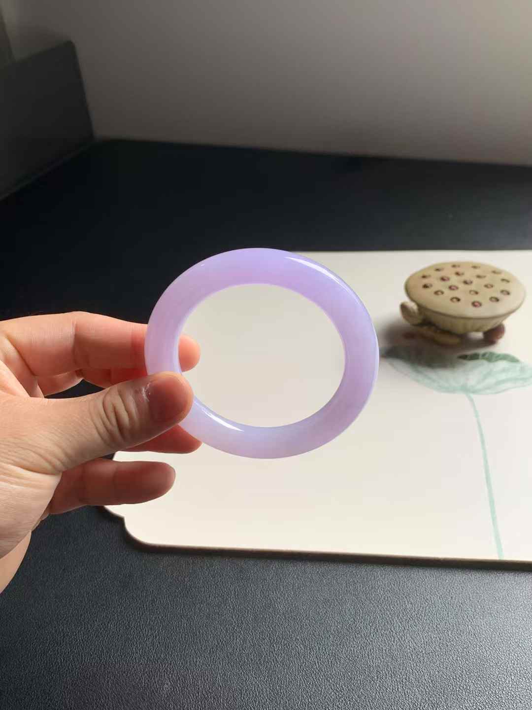 冰胶紫罗兰圆条翡翠手镯