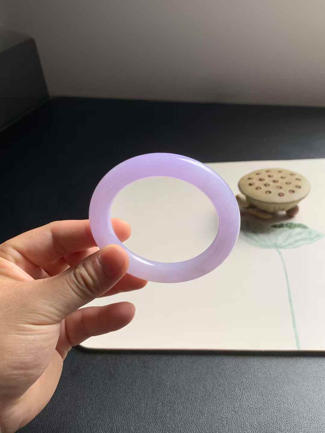 冰胶紫罗兰圆条翡翠手镯