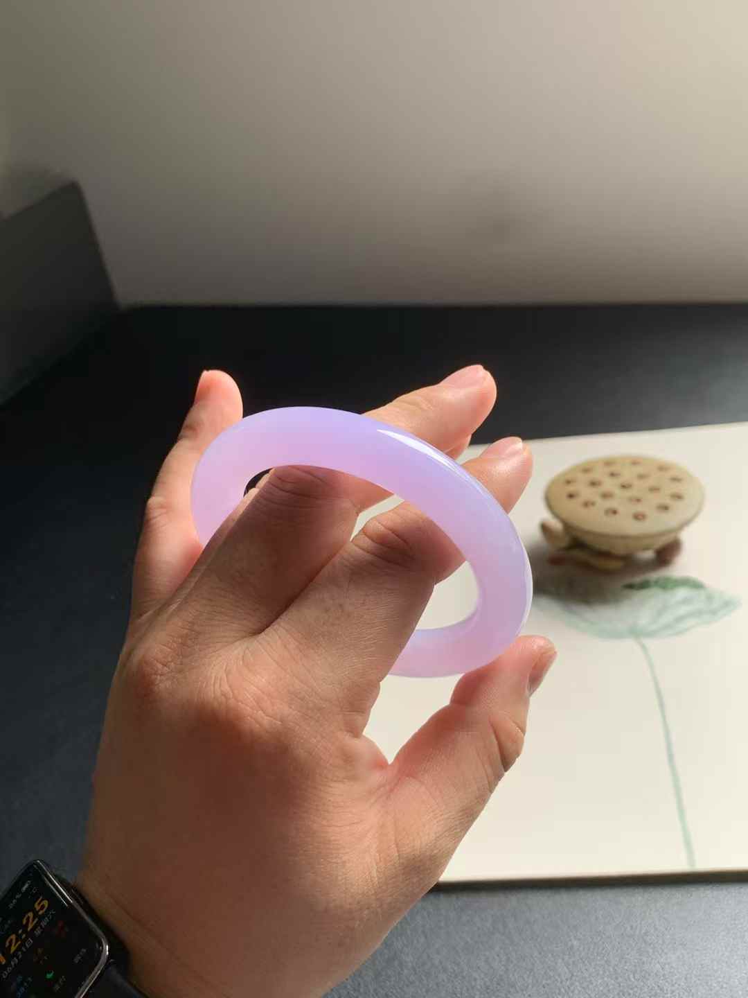 冰胶紫罗兰圆条翡翠手镯