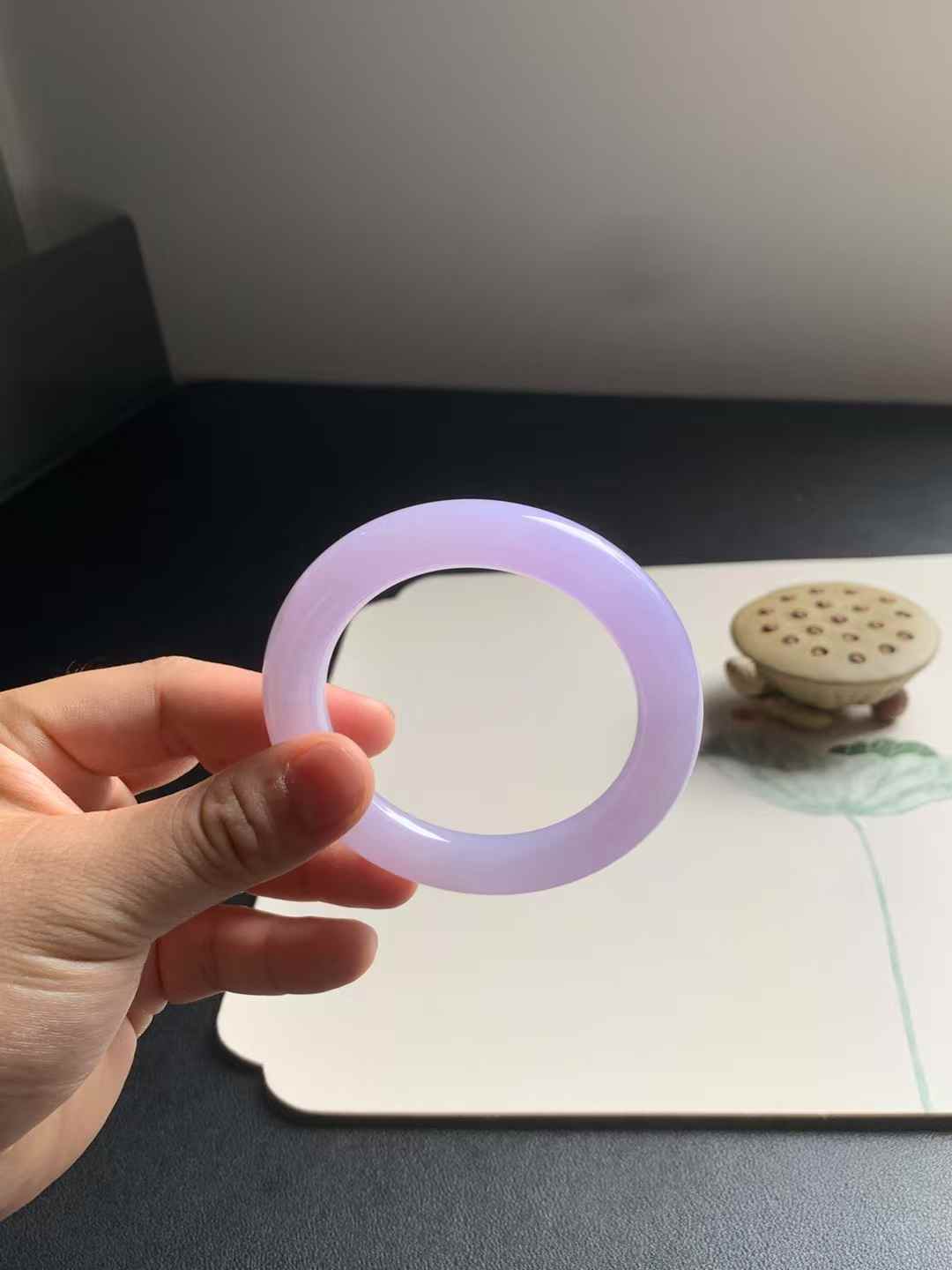 冰胶紫罗兰圆条翡翠手镯