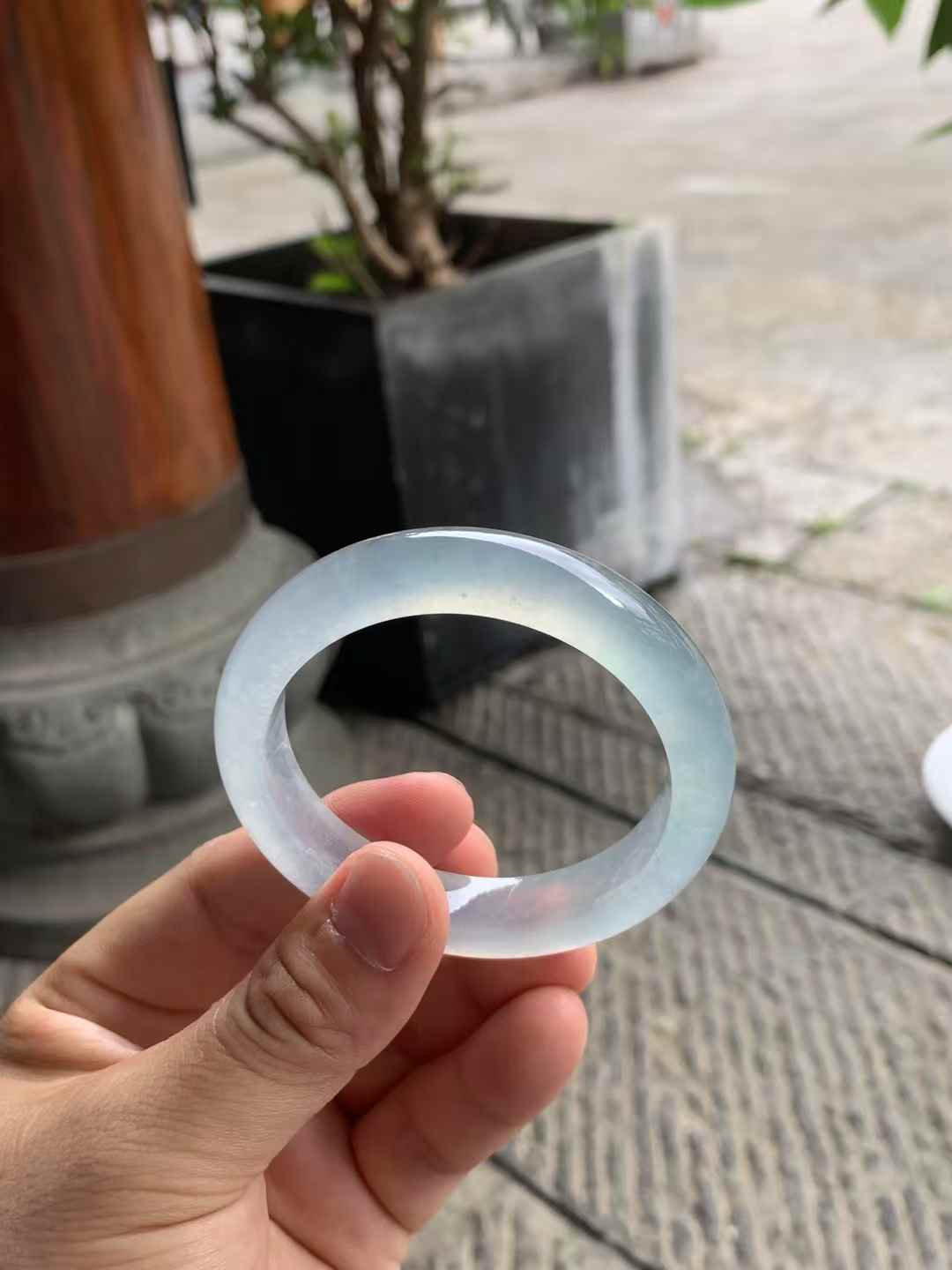 高冰底冰川蓝正圈翡翠手镯