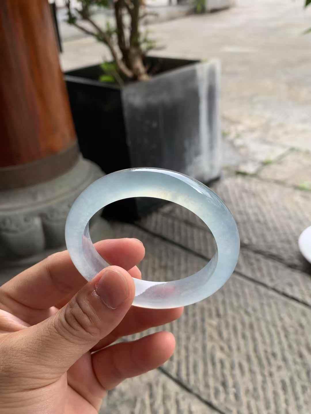 高冰底冰川蓝正圈翡翠手镯