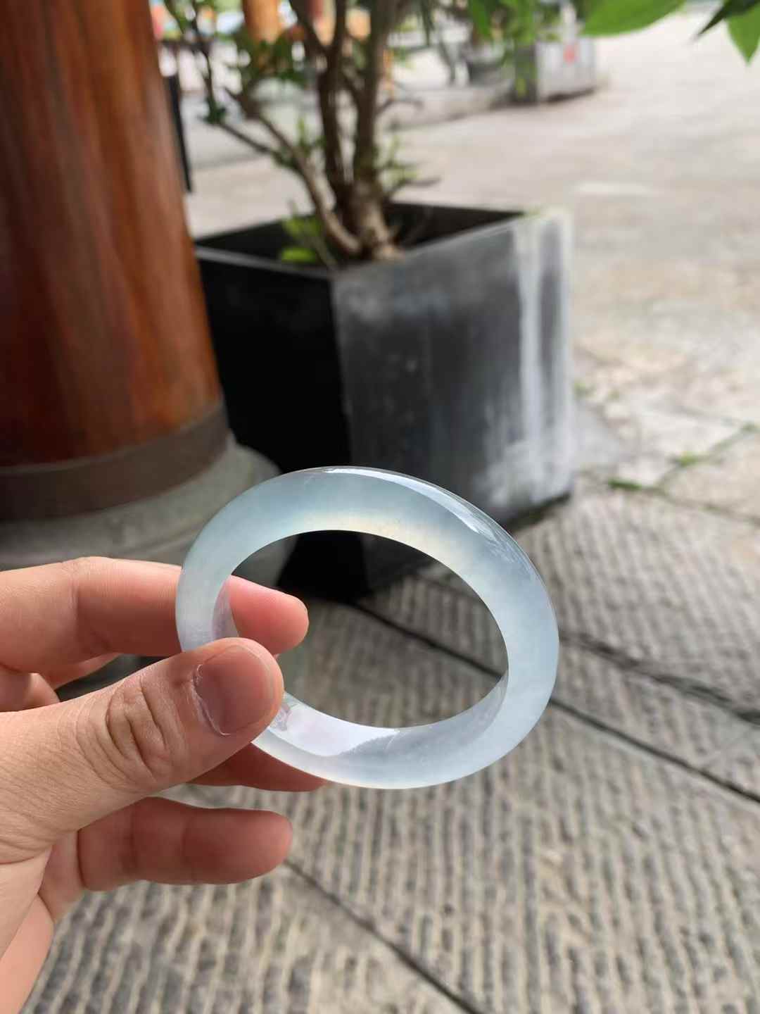 高冰底冰川蓝正圈翡翠手镯