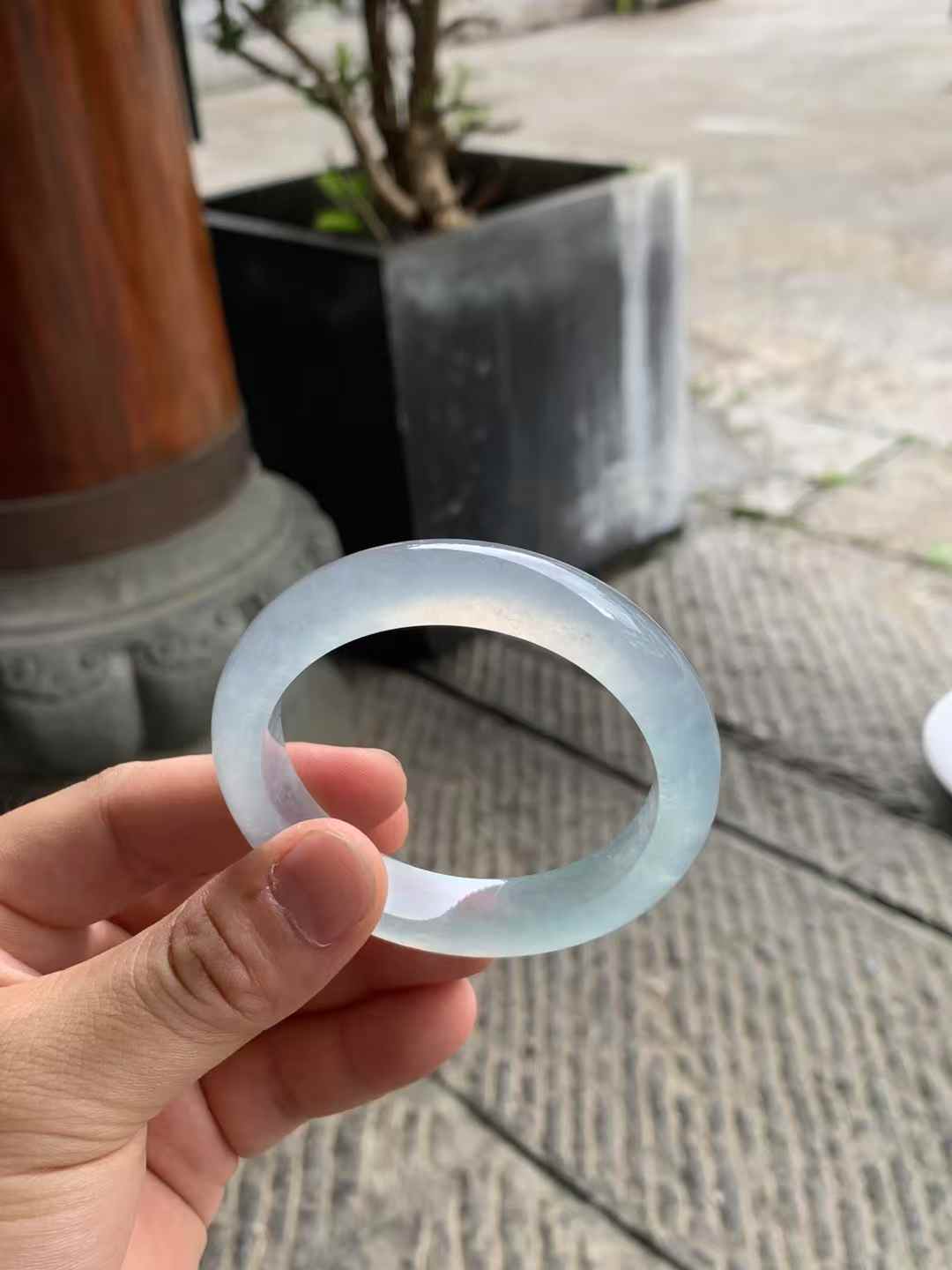 高冰底冰川蓝正圈翡翠手镯