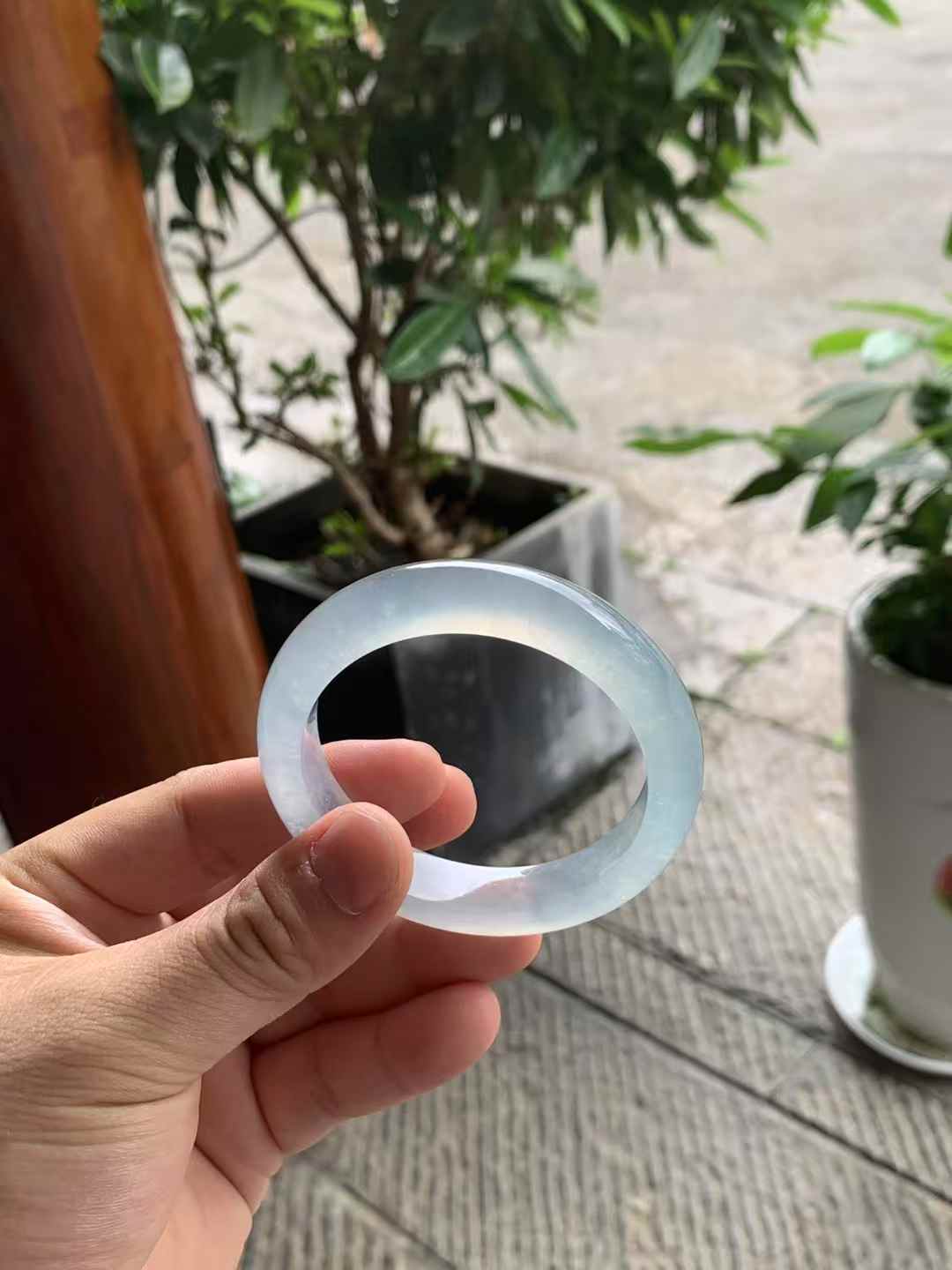 高冰底冰川蓝正圈翡翠手镯