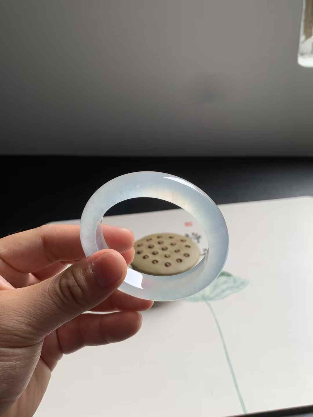 玻璃底起光正圈翡翠手镯
