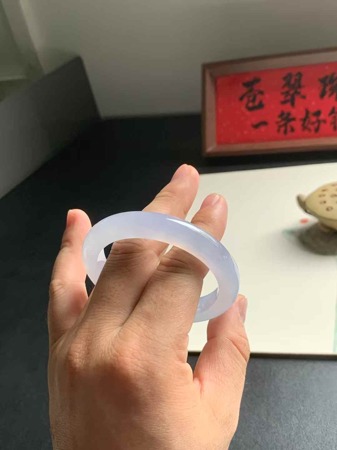 冰胶春彩正圈翡翠手镯~