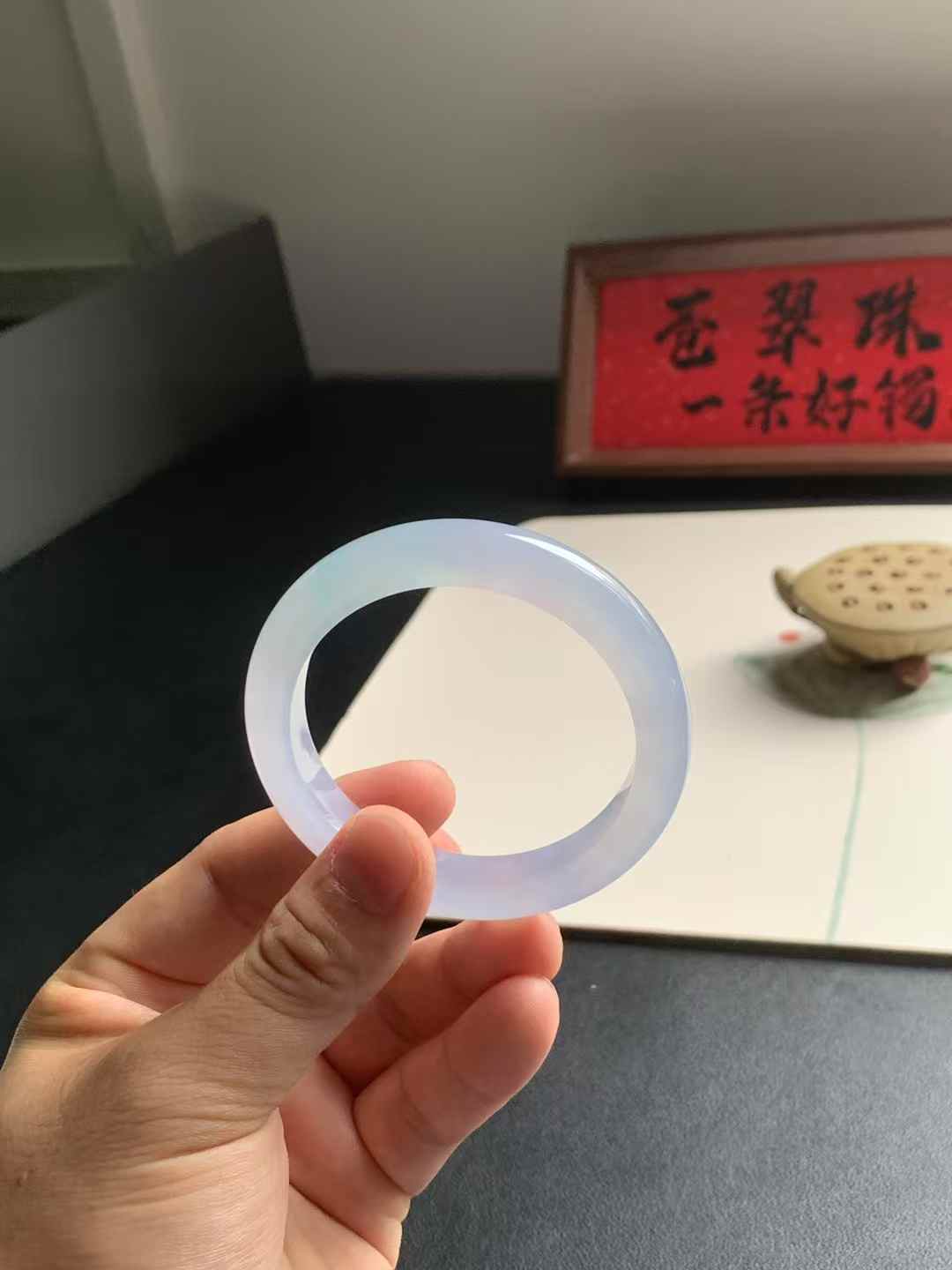 冰胶春彩正圈翡翠手镯~