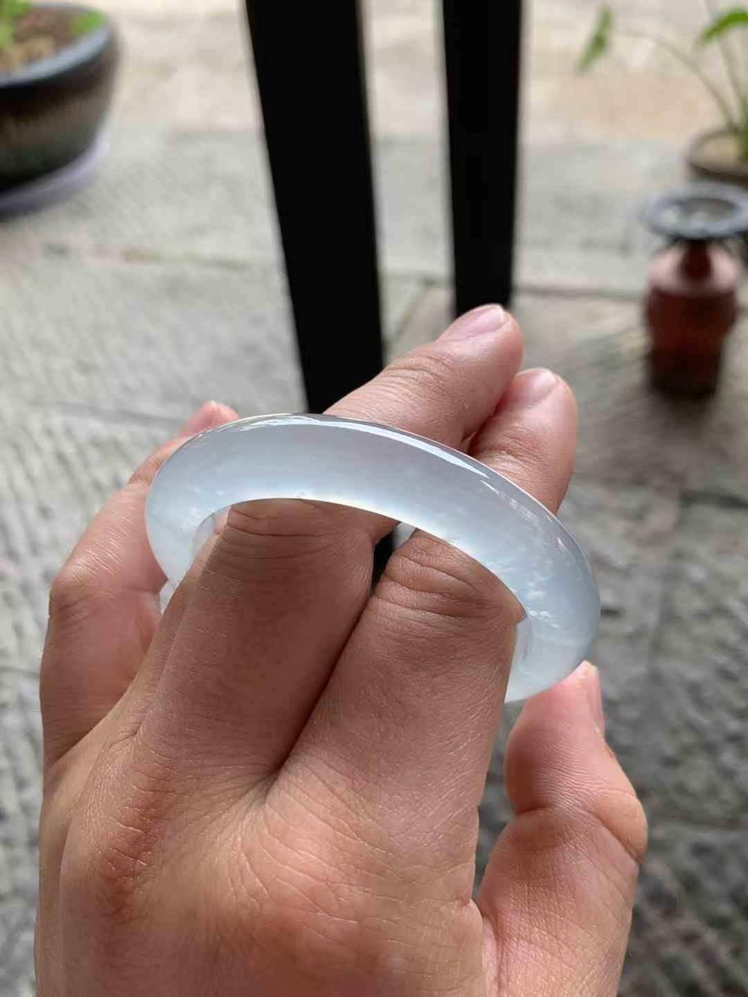 玻璃底木那正圈翡翠手镯
