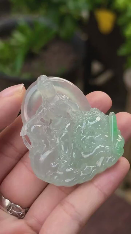 冰飘绿翡翠文殊菩萨