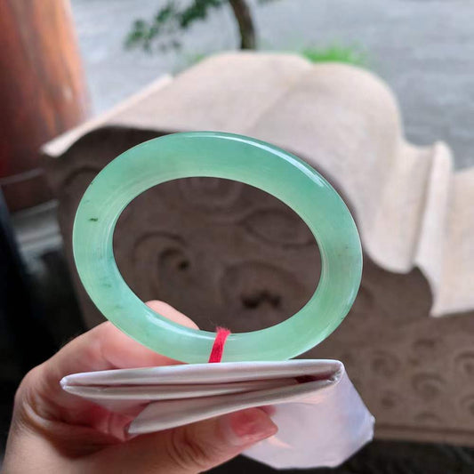 🍃圆条冰阳绿翡翠手镯