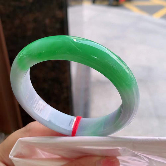 🍃正圈满色春彩翡翠手镯