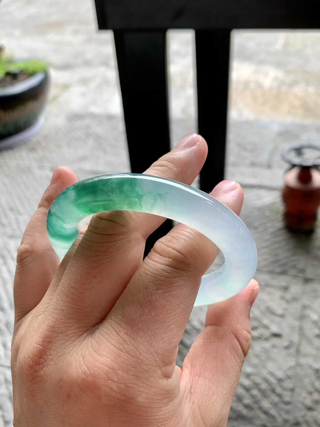 冰糖黄圆条翡翠手镯