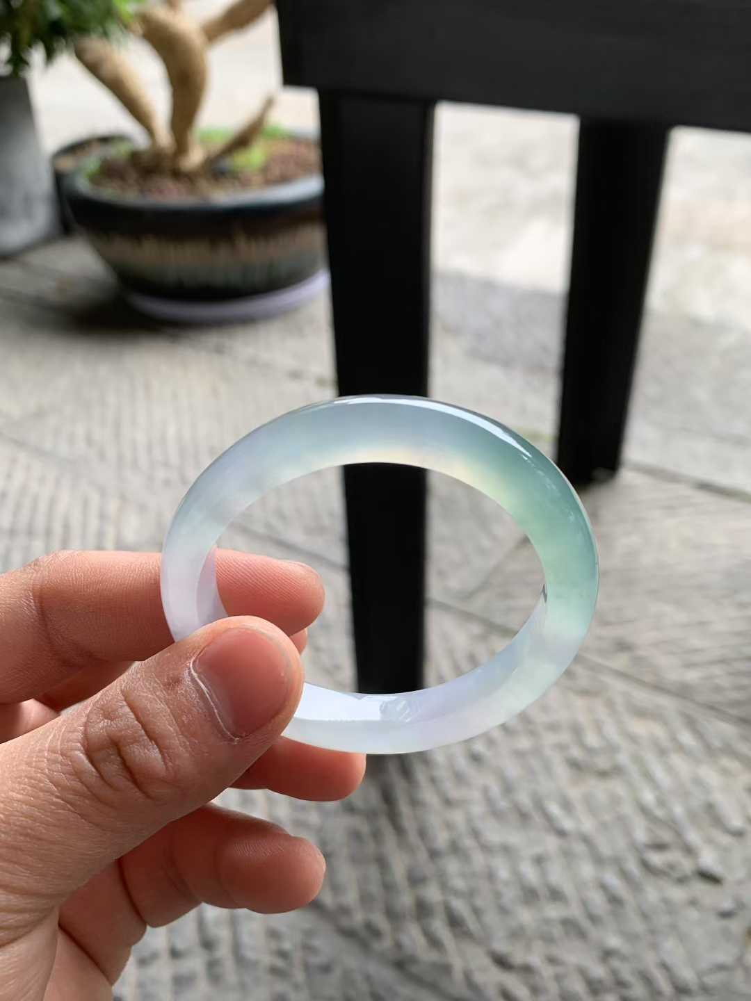 冰胶带色贵妃翡翠手镯～