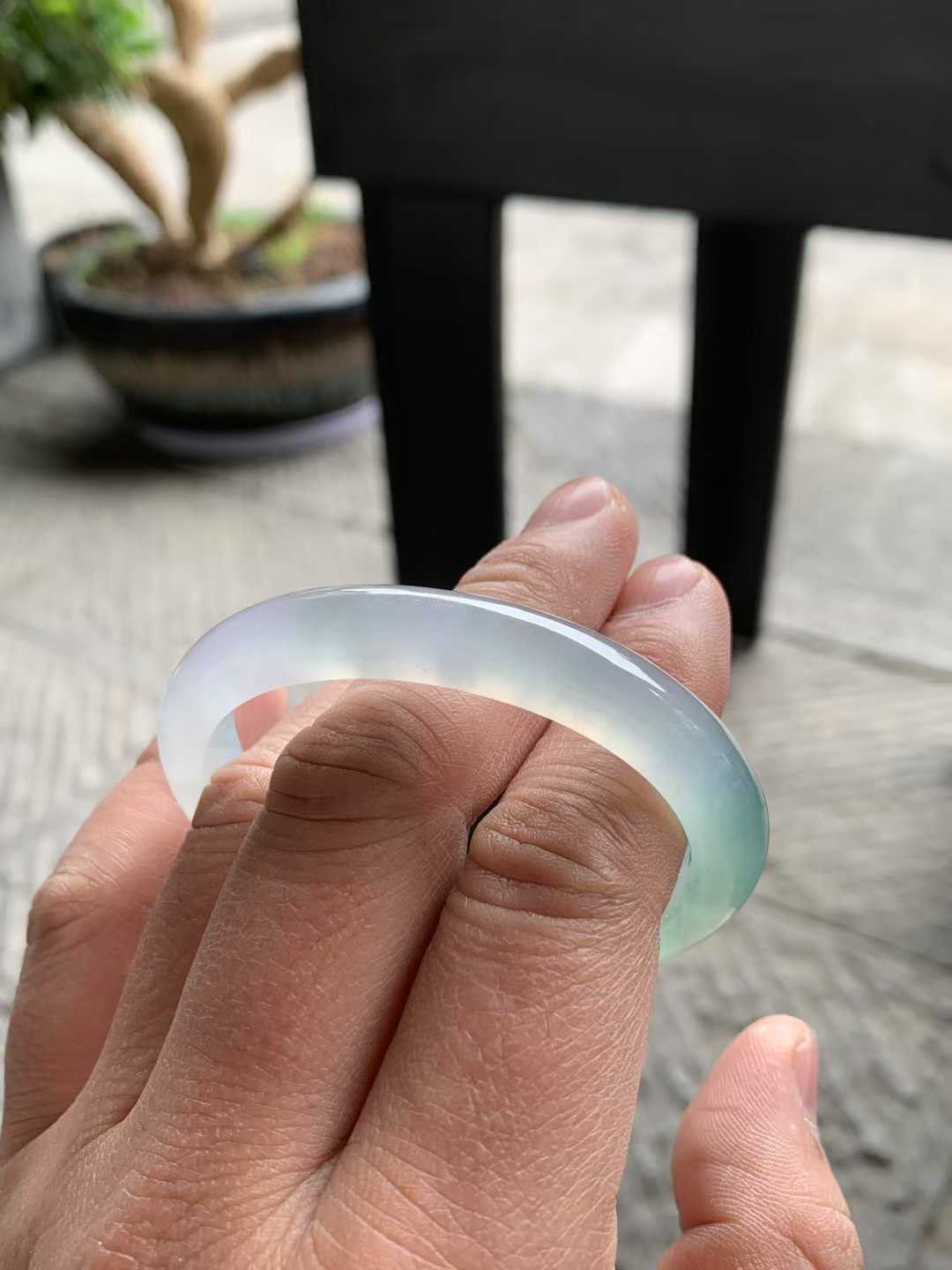 冰胶带色贵妃翡翠手镯～