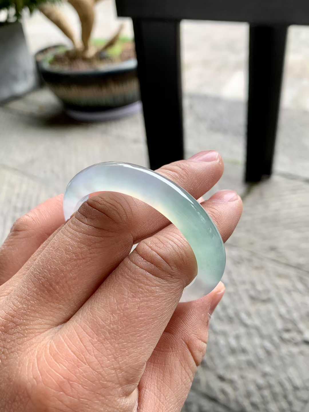冰胶带色贵妃翡翠手镯～