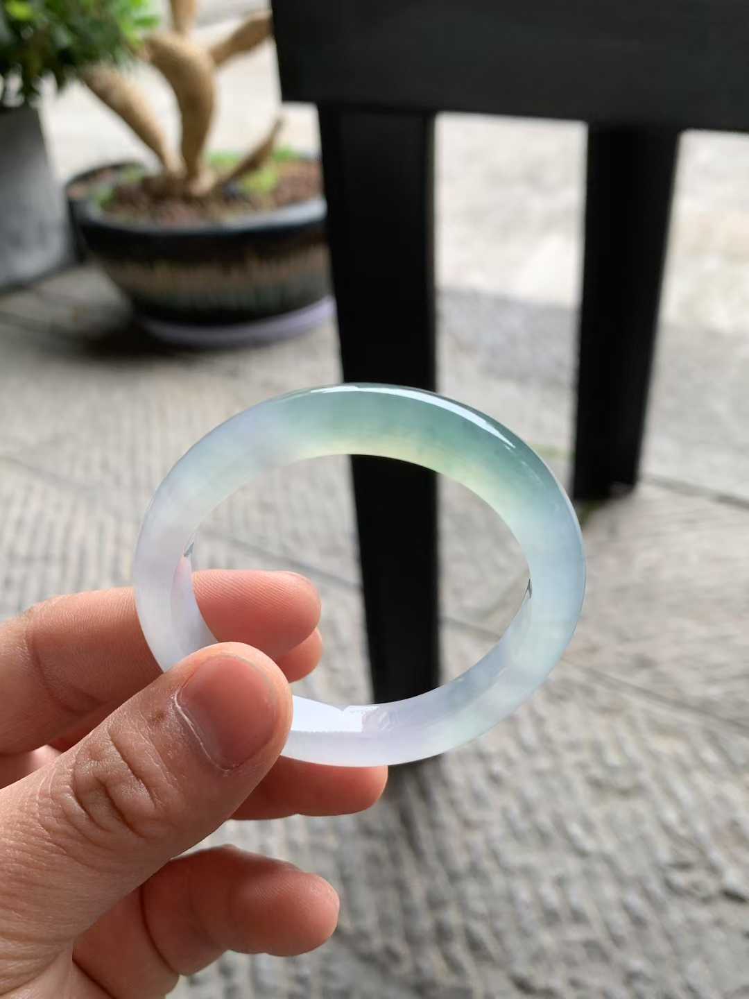 冰胶带色贵妃翡翠手镯～