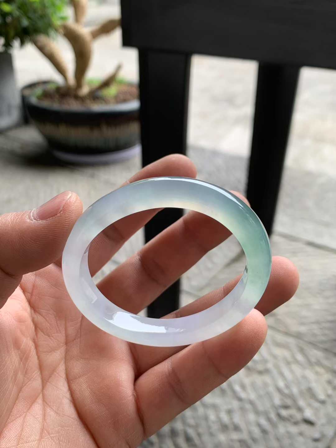 冰胶带色贵妃翡翠手镯～