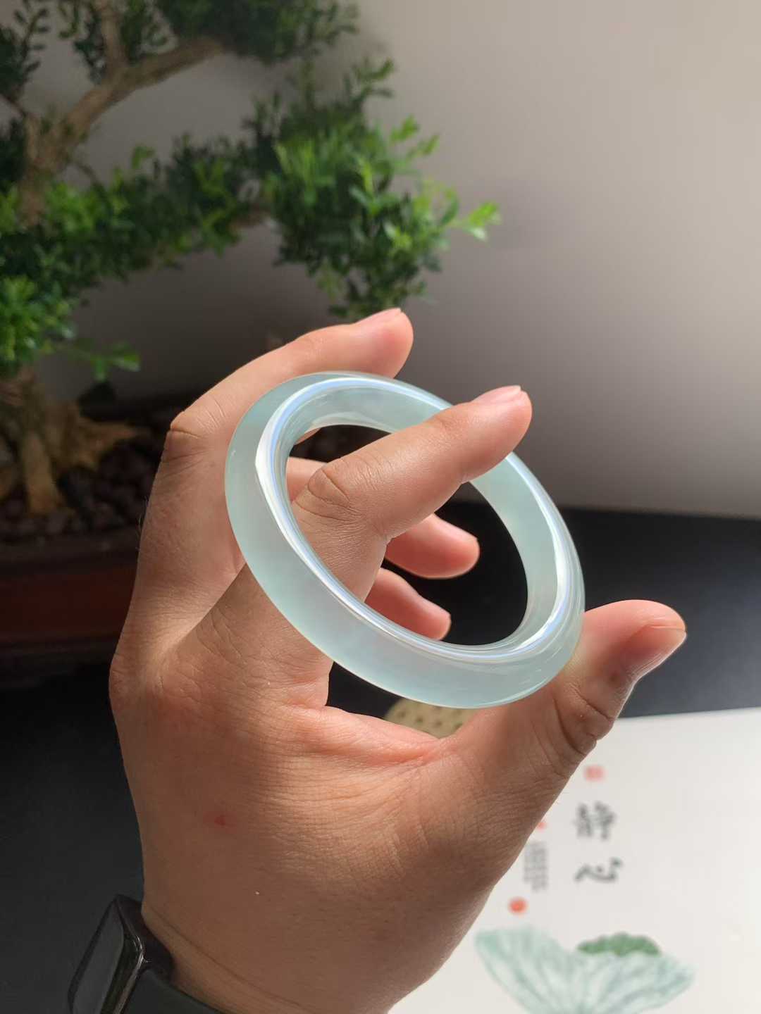 一条玛卡龙变色翡翠手镯