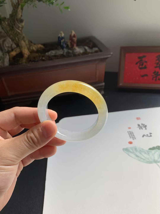 冰种黄翡正圈翡翠手镯