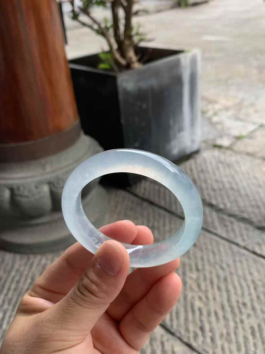 高冰底冰川蓝正圈翡翠手镯