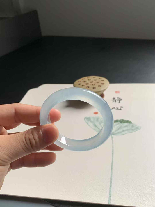 高冰底冰川蓝正圈翡翠手镯