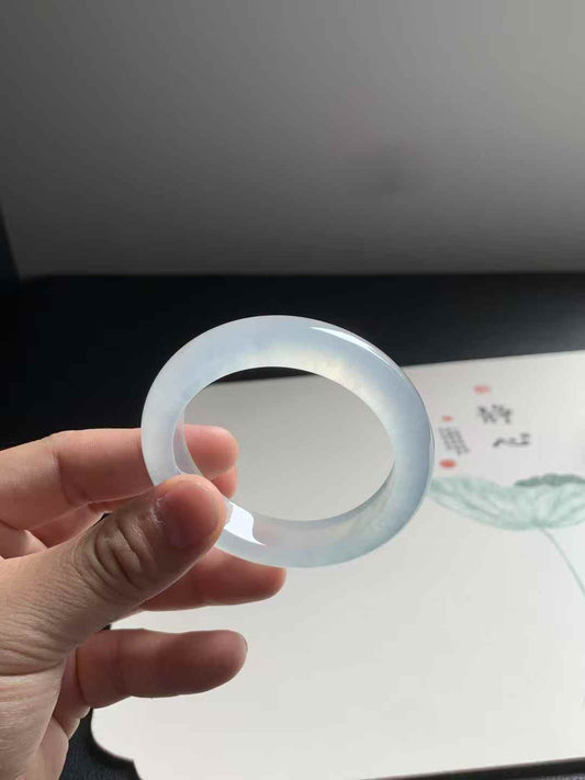 玻璃底起光正圈翡翠手镯