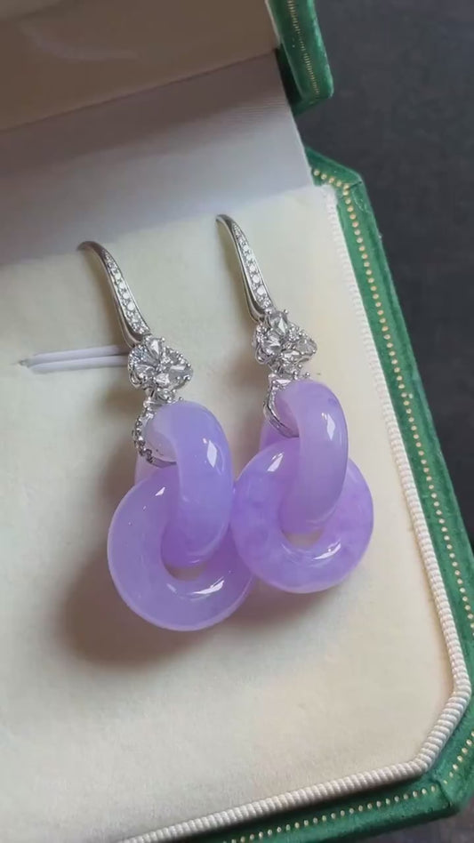 冰粉紫环环相扣耳坠